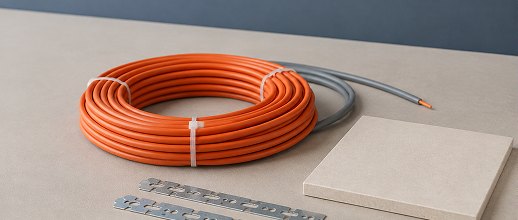 Бухта нагревательного кабеля с монтажной лентой